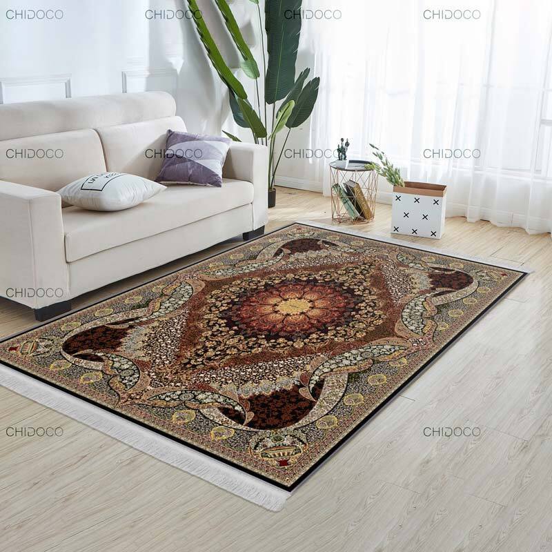 فرش ابریشم قهوهای