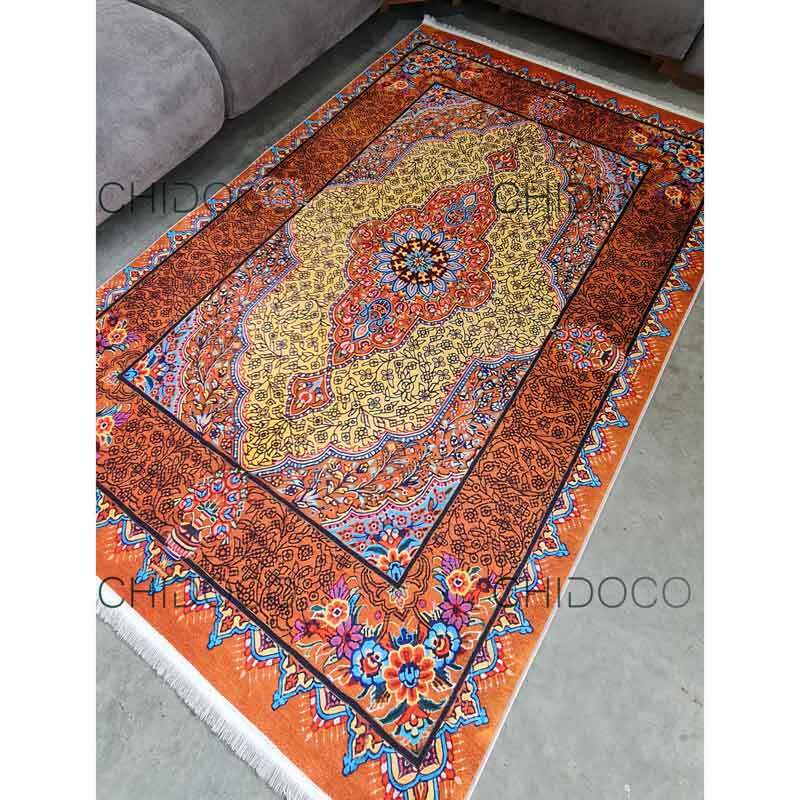 فرش ابریشم نارنجی