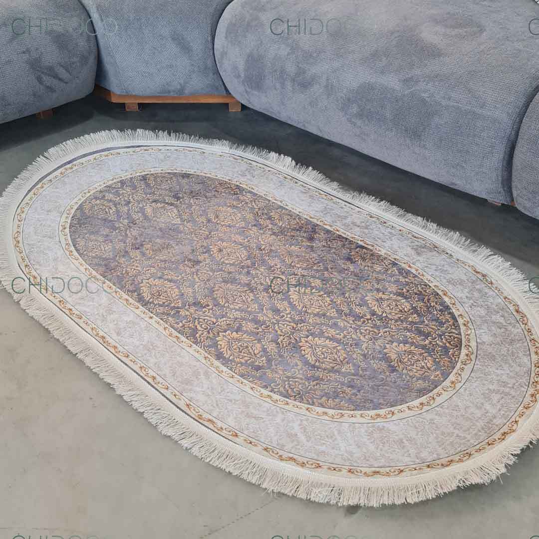 فرش بیضی کرمی