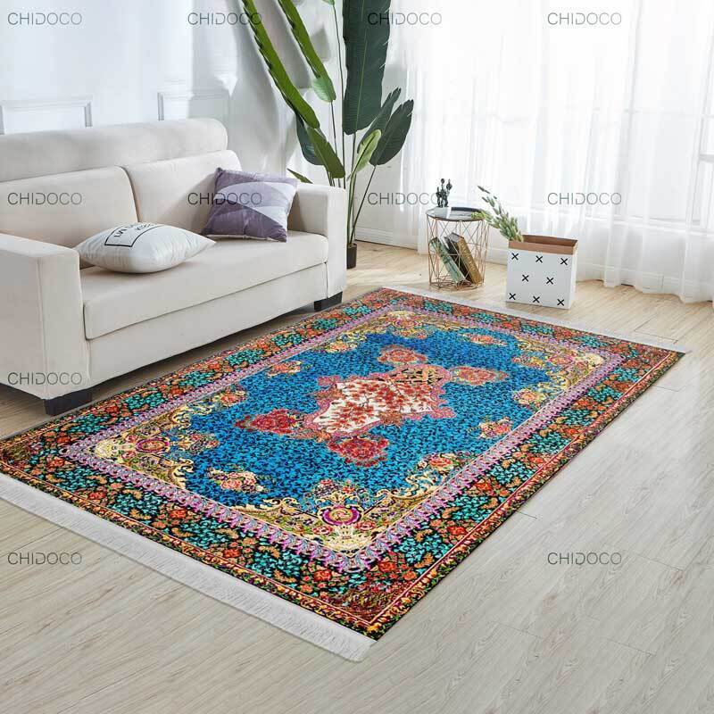 فرش ابریشم آبی