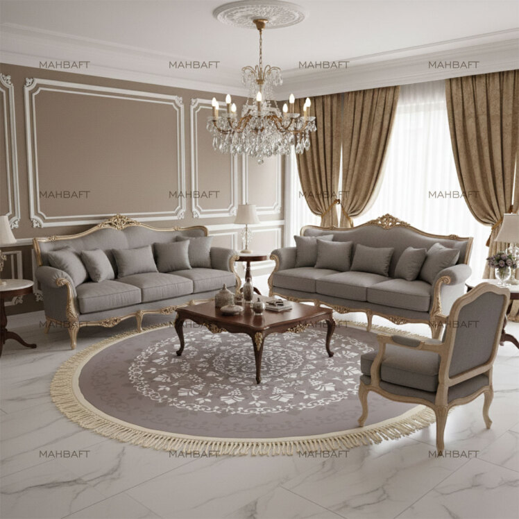 فرش دایره طوسی