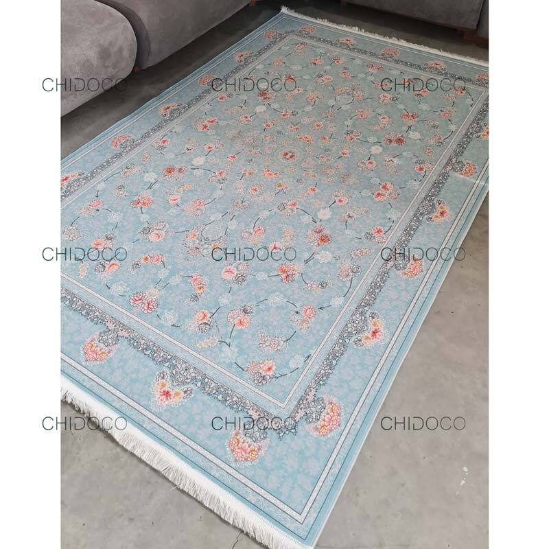 فرش ابریشم آبی